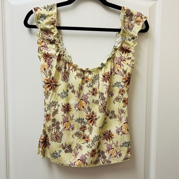 Topia Y2K Floral Tie Front Ruffle Strap Tank Medium - Picture 6 of 7